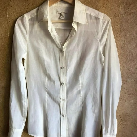 J. Crew Tops - 3/25$ Jcrew white silk&cotton blouse 0